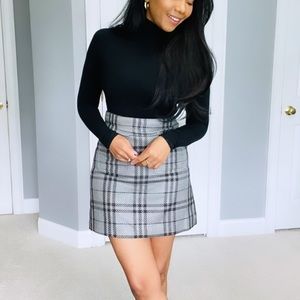 J. Crew | Grey and Black Plaid Academia High Waist Mini Skirt with pockets
